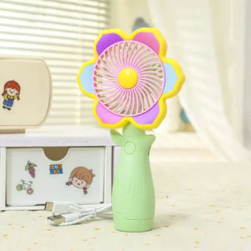 Rechargeable 3-Speed Flower Hand Fan – Portable Mini Cooling Fan