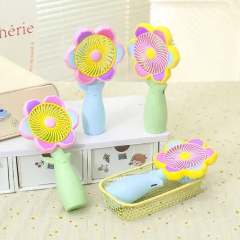 Rechargeable 3-Speed Flower Hand Fan – Portable Mini Cooling Fan
