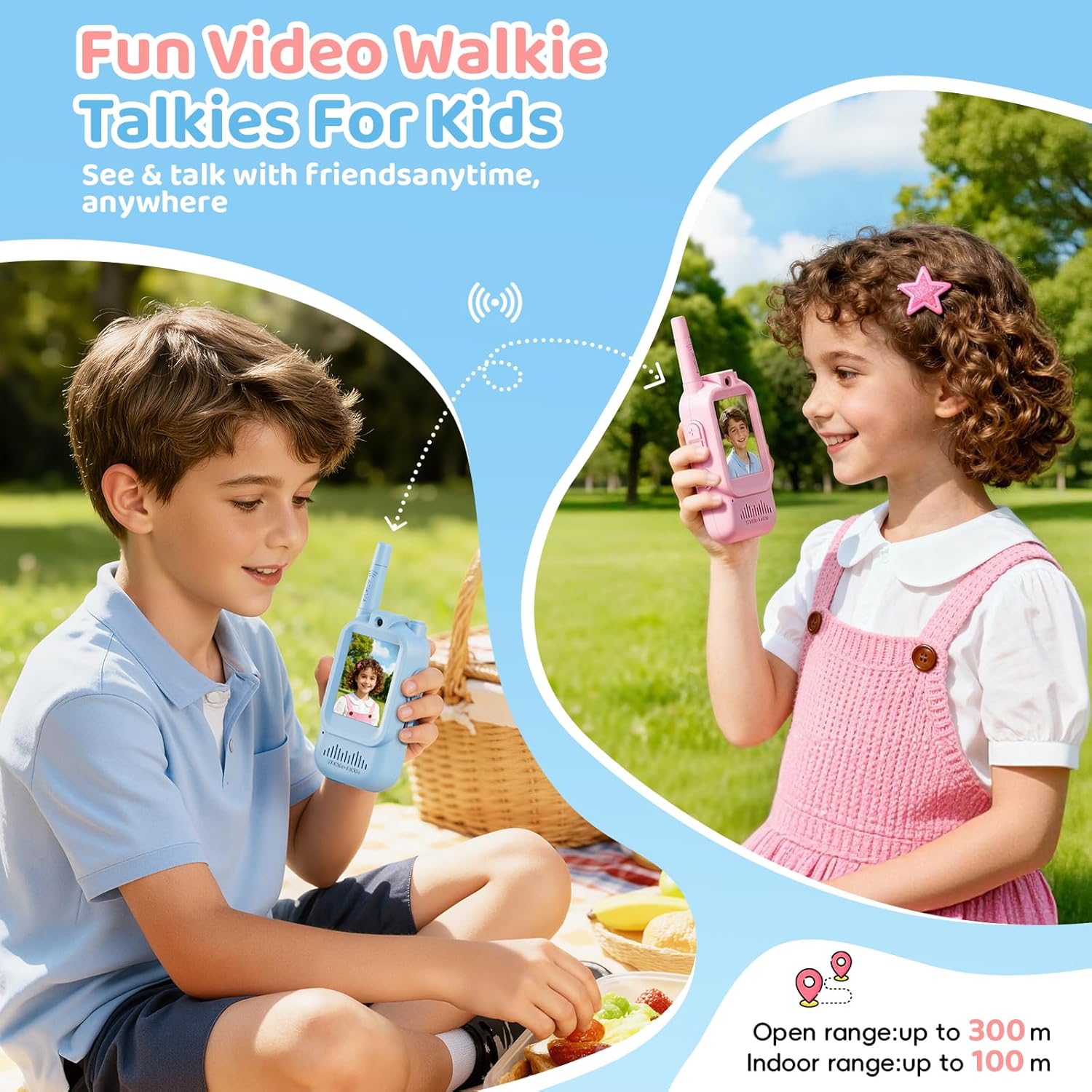 Rechargeable Video Walkie Talkie for Kids  for Kids – Two-Way Video & Voice Communication Set
