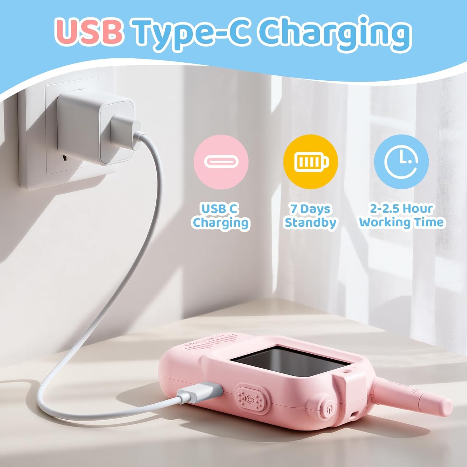 Rechargeable Video Walkie Talkie for Kids  for Kids – Two-Way Video & Voice Communication Set