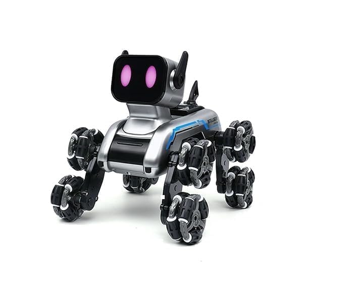 Kunkid 8-Wheel RC Stunt Robot Dog — 2.4GHz Remote Control Pet Dog Toy with Drift Wheels, 360° Spins, LED Eyes, Cool Smoke Effect & Rechargeable Battery — Interactive Robotic Puppy for Kids