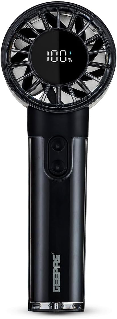 Digital High-Speed Handheld Fan GF21226 – 100-Level Wind Speed, Digital Display, Silent Operation, 3000mAh Battery, USB-C Fast Charging