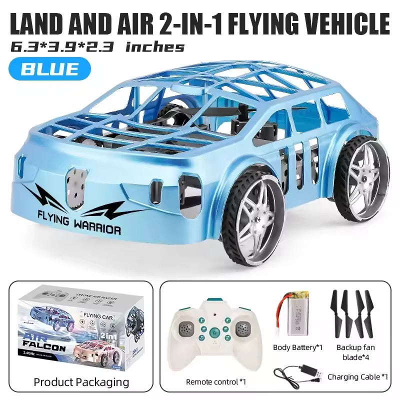 RC Drone Car Mini RC Drone & Flying Car, Remote Control Quadcopter with One Key Take Off/Landing, LED Lights, Easy to Fly Toy Drones for Kids 8-12