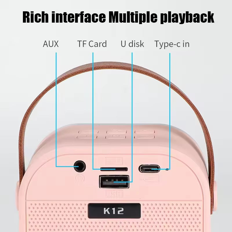 K12 3-in-1 Wireless Karaoke Mic with RGB Speaker