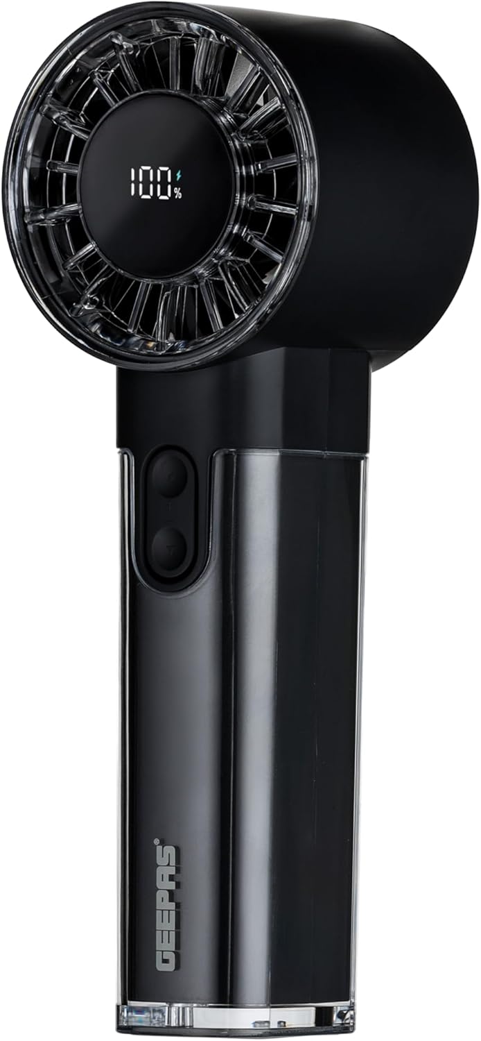 Digital High-Speed Handheld Fan GF21226 – 100-Level Wind Speed, Digital Display, Silent Operation, 3000mAh Battery, USB-C Fast Charging