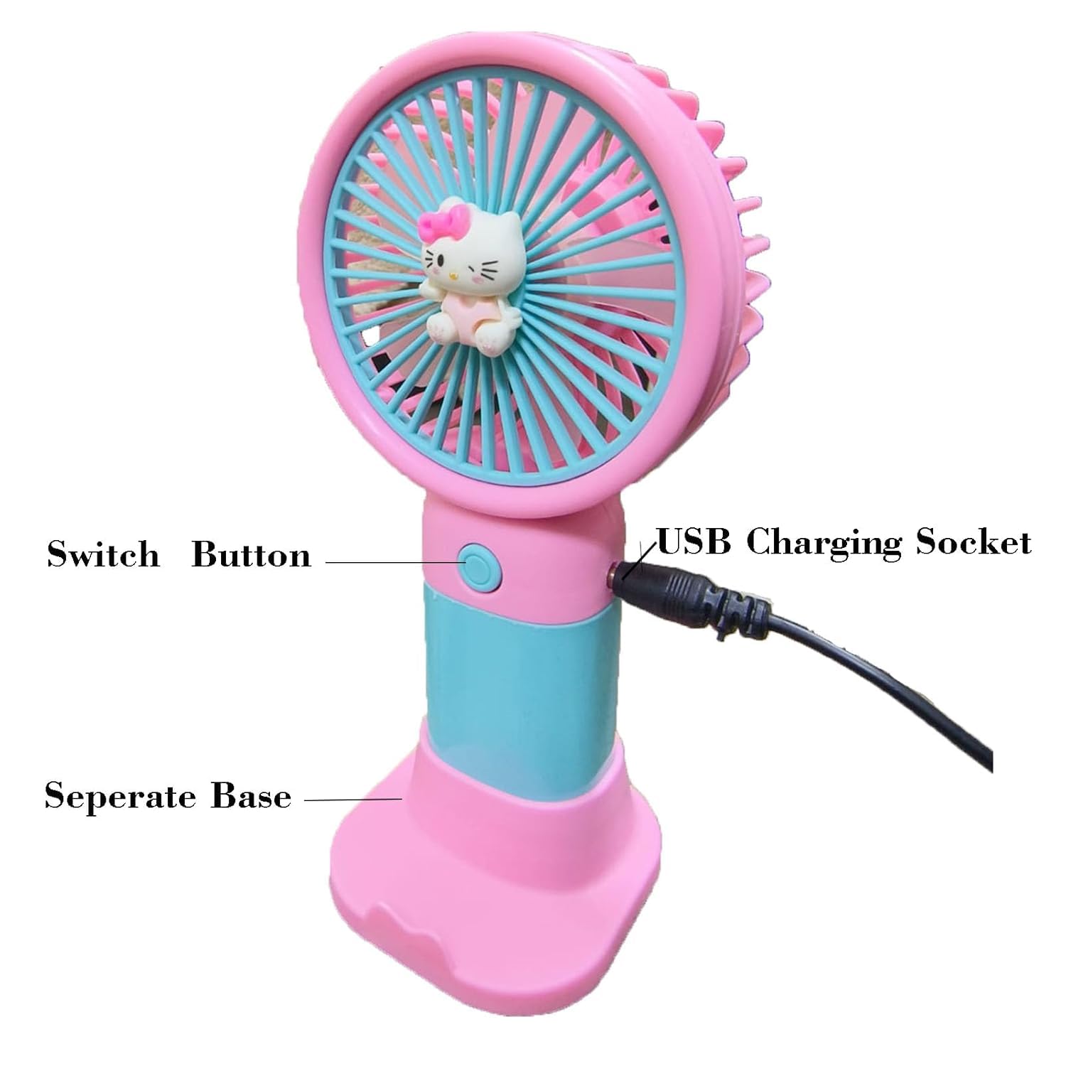 Small Handheld Fan, Personal Mini Fan, USB Rechargeable, Portable & Quiet Cooling Device, Pocket-Sized Hand Fan for Women, Kids, Girls, Men, Lightweight Travel Fan for Office - Random Color -1FFF