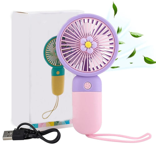 Small Handheld Fan, Personal Mini Fan, USB Rechargeable, Portable & Quiet Cooling Device, Pocket-Sized Hand Fan for Women, Kids, Girls, Men, Lightweight Travel Fan for Office - Random Color -1FFF