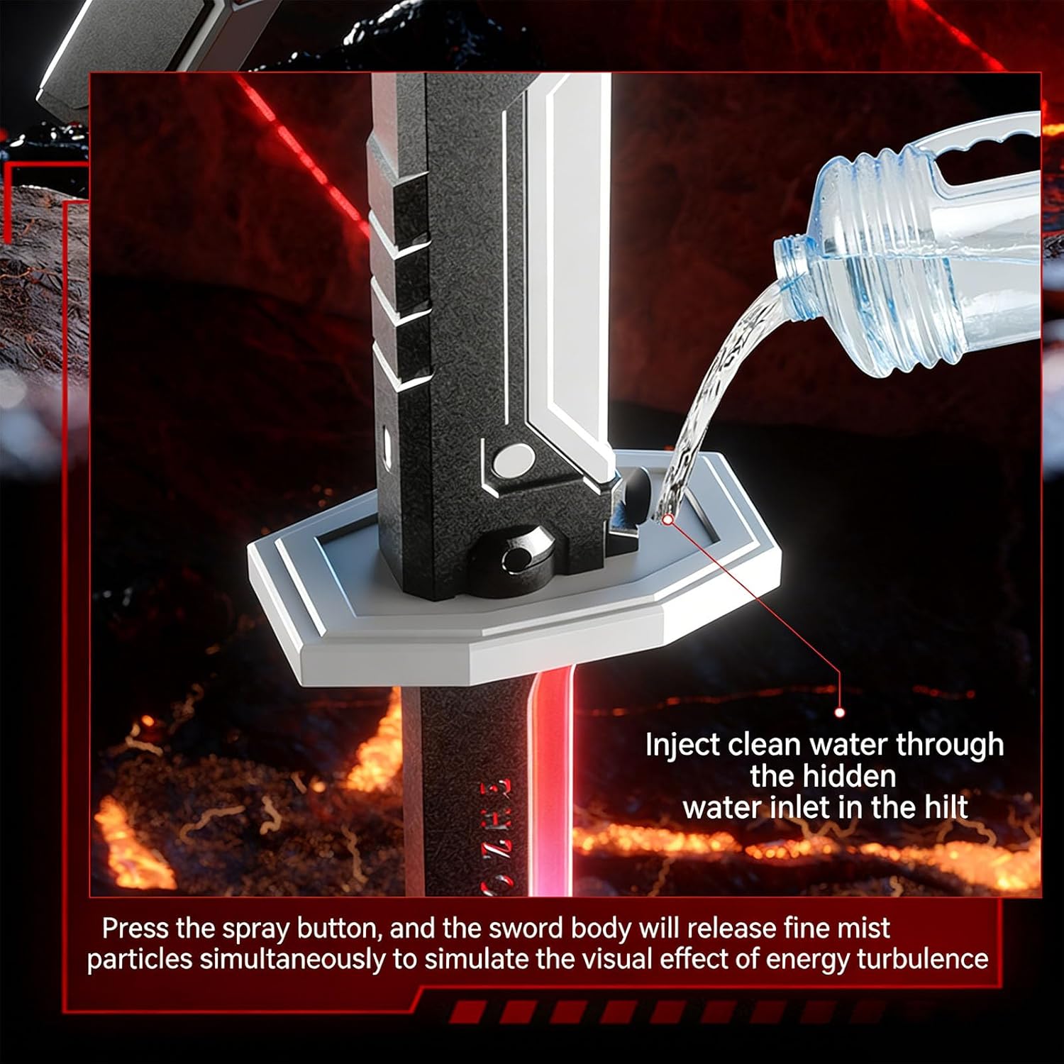 Denash Spark Sword, 30.7" Spark Blade with Flashing Multi Color Lights and Sound, Portable Light Up Sword with Sheath for Cosplay and Display