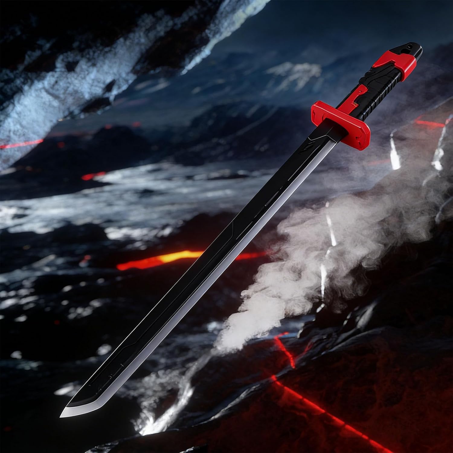 Denash Spark Sword, 30.7" Spark Blade with Flashing Multi Color Lights and Sound, Portable Light Up Sword with Sheath for Cosplay and Display