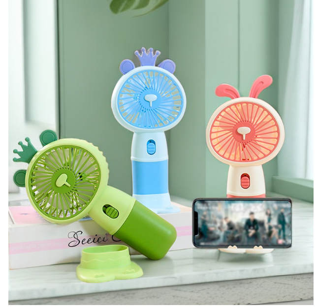 HK-59-8A Cartoon Cute Mini Fan – USB Rechargeable Handheld &amp; Desktop Portable Fan