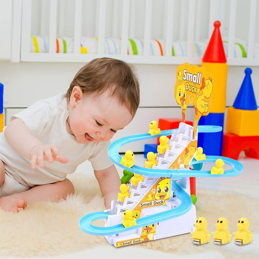 Duck Climbing Stairs Toy for Kids with Lights and Music