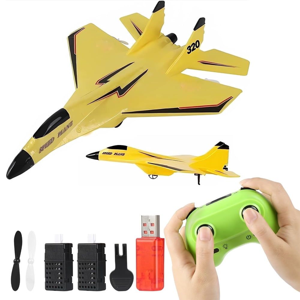 2.4GHz Remote Control Airplane for Kids – Easy to Fly Yellow RC Plane with Self-Balancing Gyroscope & Durable EPP Foam Build