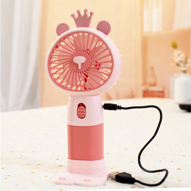 HK-59-8A Cartoon Cute Mini Fan – USB Rechargeable Handheld &amp; Desktop Portable Fan