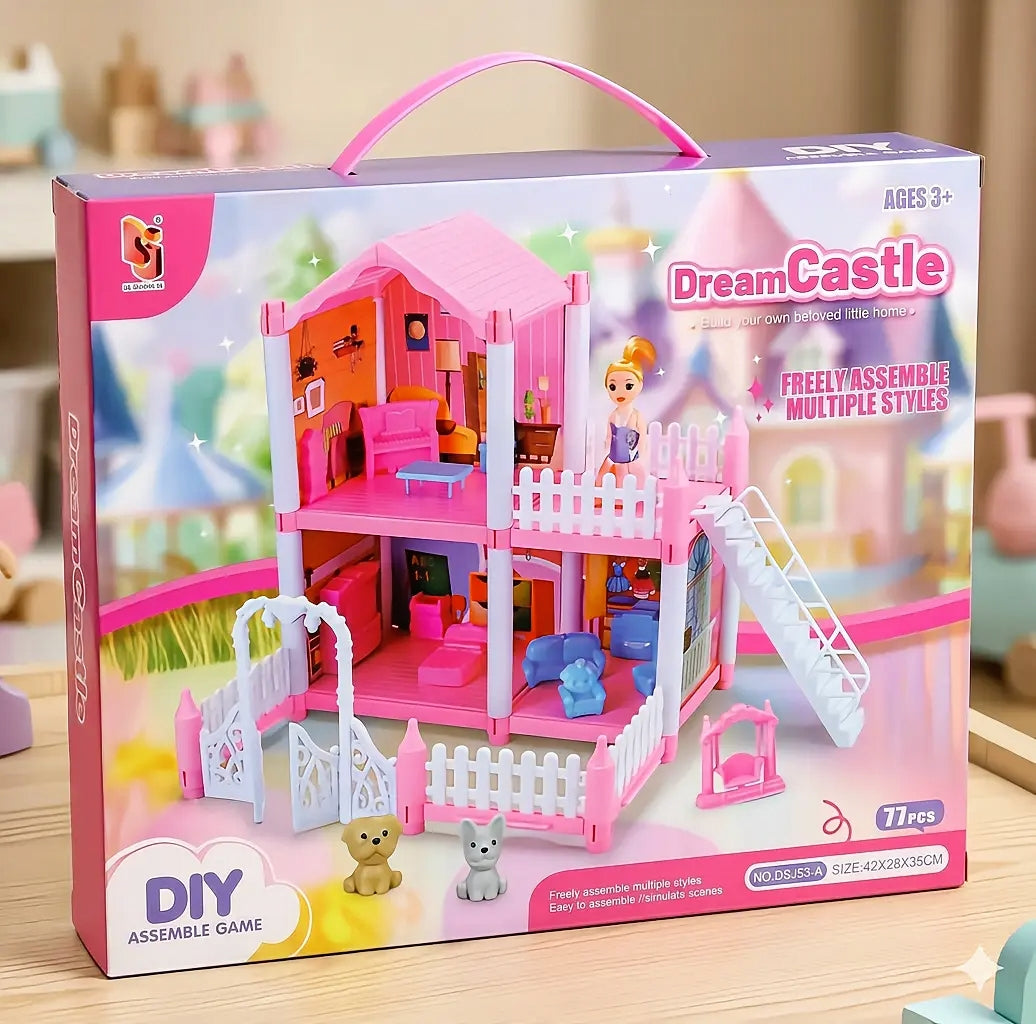 DIY Dream Castle Doll House for Girls – Creative Princess Playhouse Set